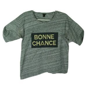 J. Crew T-Shirt Small Gray Womens BONNE CHANCE French Short Sleeve